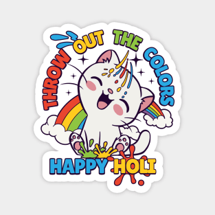 Happy Holi Cat Magnet