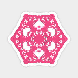 Hearts and Flowers Snowflake Magnet