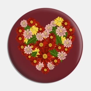 Floral Heart of Flowers Valentines Day Pin