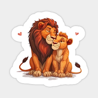 Valentine Cartoon Lion Couple Magnet