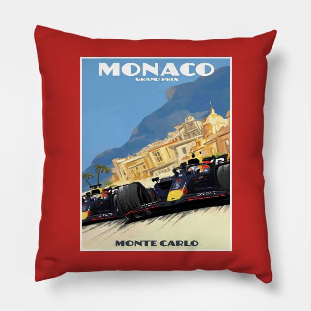 Monaco Grand Prix Auto Racing Monte Carlo Advertising Print Pillow by posterbobs