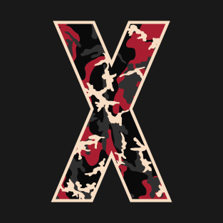 Initial Capital Letter X Camo Alphabet Gift Women Men Boys Girls T-Shirt