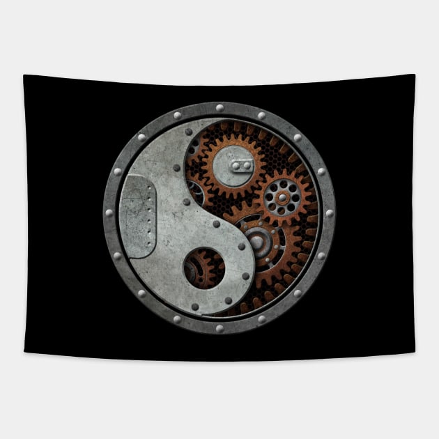 Industrial Steampunk Yin Yang Tapestry by jeffbartels