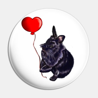 Bunny Rabbits newest Valentine Cute Ebony Lionhead bunny Rabbit love heart balloon. Valentines Day rabbit Pin