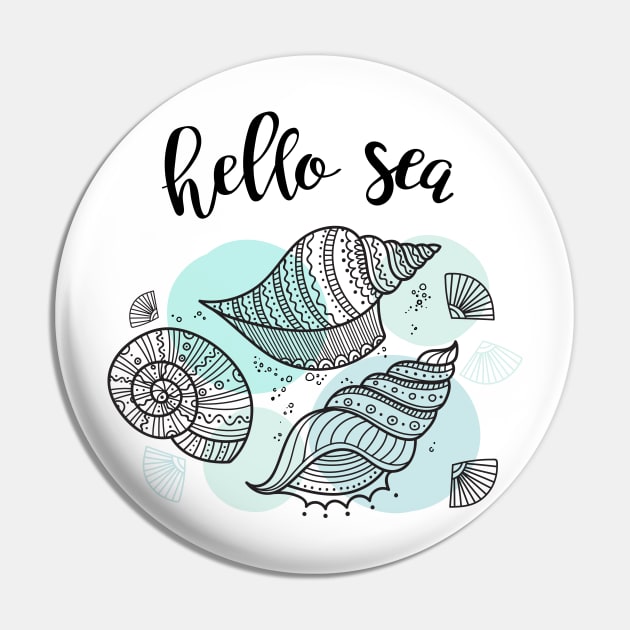 Hello Sea illustration with marine shells Pin by yuliia_bahniuk