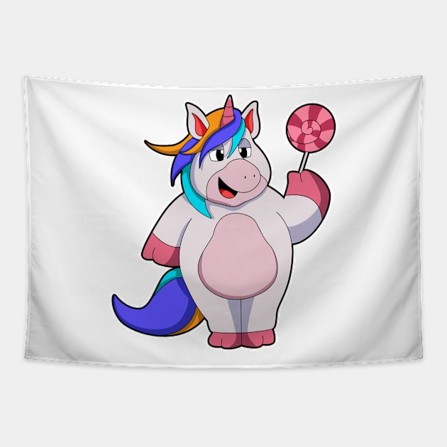 Unicorn with Lollipop Tapestry by Markus Schnabel