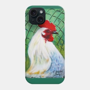 The Portrait of a White Rooster Phone Case