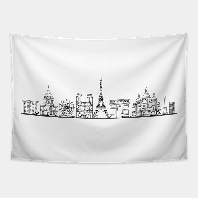 Paris France Line Art Tapestry by Cun-Tees!