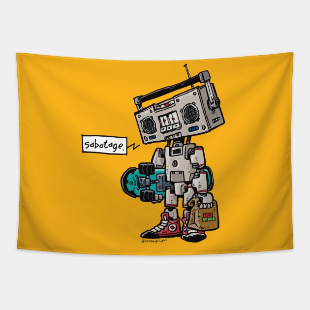 Boombox Bot 3000 Tapestry by ramseyprojekt