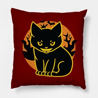 Spooky Halloween Black Cat Pillow