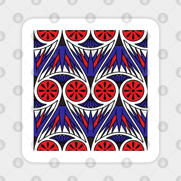 Egypt style pattern in red and blue Magnet by BE MY GUEST MARKETING LLC