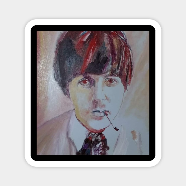 Paul McCartney Magnet by Mike Nesloney Art