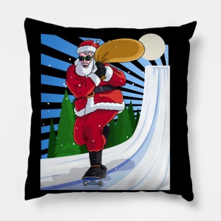 Santa Claus Skateboarding Christmas Pillow