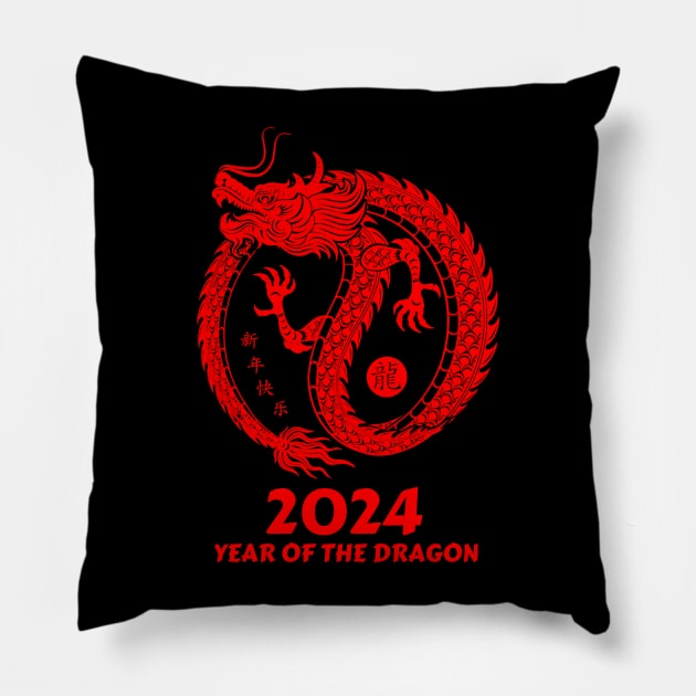 Chinese New Year of the dragon 2024 Pillow by Danemilin