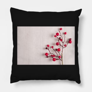 Red berries holly on white Pillow