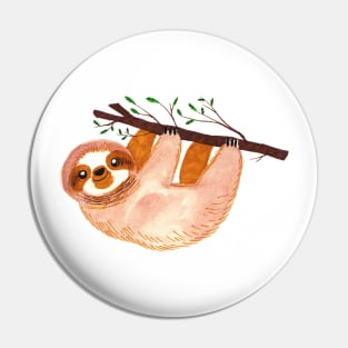 Kawaii Sloth Watercolor Pin