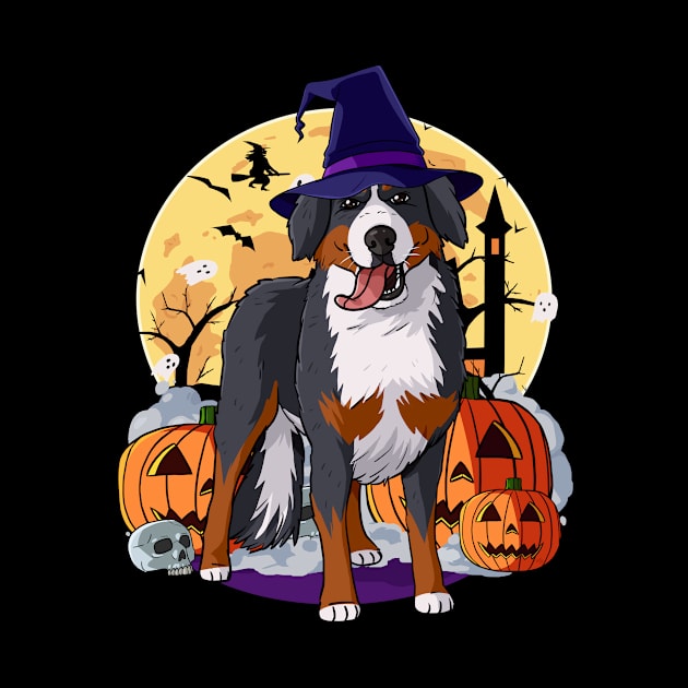 Bernese Mountain Dog Witch Happy Halloween by Noseking