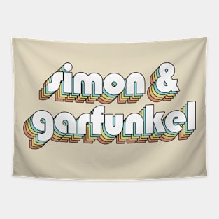 Simon And Garfunkel - Retro Rainbow Typography Faded Style Tapestry