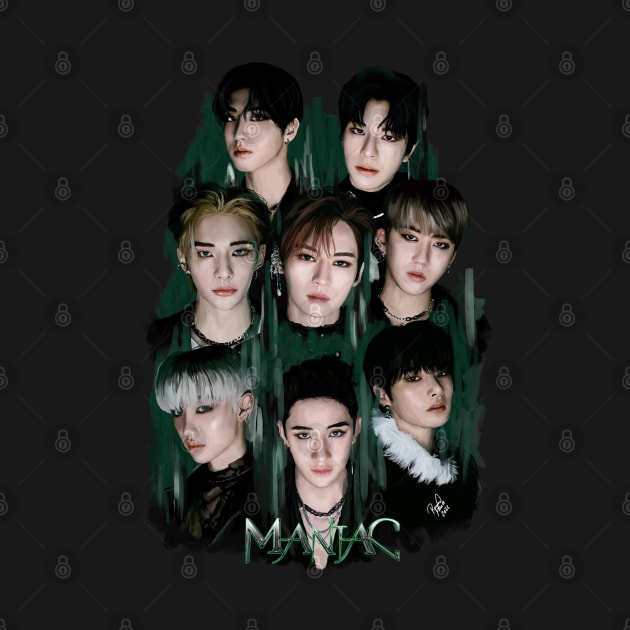 Stray Kids Maniac Illustration fanart by RetroAttic/Tsundokugifts