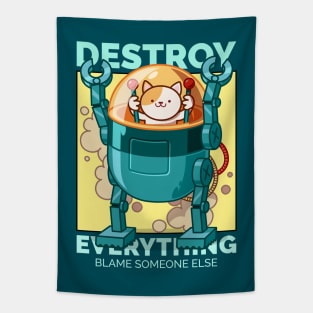 Destroy Everything KittyBot Tapestry