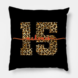 Patrick Mahomes Leopard Print Number 15 Pillow