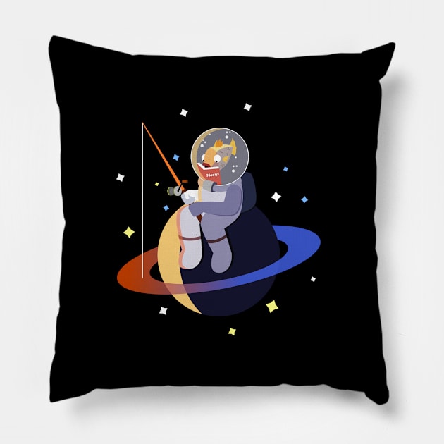 The fish fishing in space - Multitasking fish Pillow by Amgrize