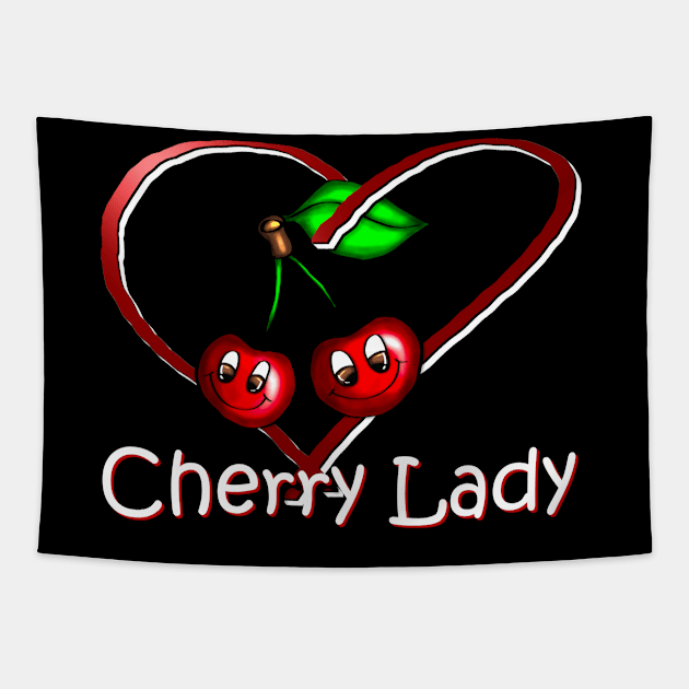 Cute Cherry Lady Design/ Cherries with heart Tapestry by emyzingdesignz