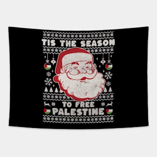 Tis the Season to Free Palestine - Free Gaza Retro Vintage Santa Tapestry