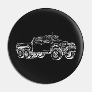 VelociRaptor Truck Wireframe White Pin