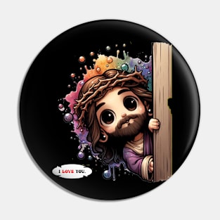 Easter - Chibi Jesus Saying I Love You Pin