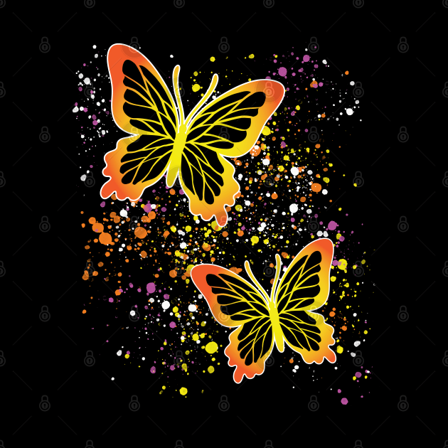 Beautiful Butterflies with Colorful Splatters by Designs by Darrin