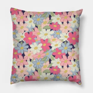 Cute spring wildflowers pastel soft colors pattern Pillow