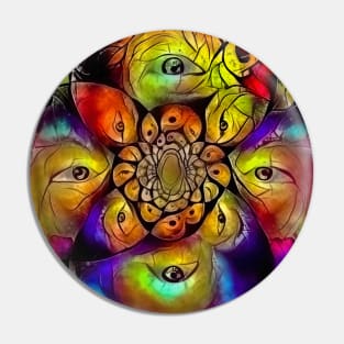 Abstract fractal with eyes Pin