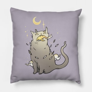 Cat That Caught A Whale, Cute Kawaii Cartoon Artwork Pillow