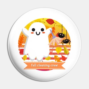 Halloween Cute Ghost Fall Cleaning Crew Pin