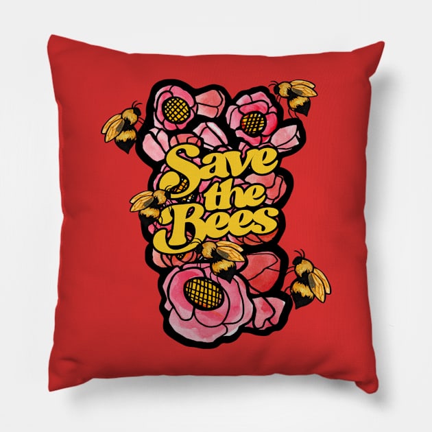 Save the bees Pillow by bubbsnugg