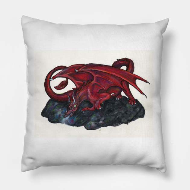 Red Dragon Pillow by pegacorna