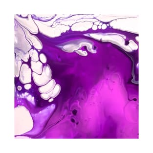 Purple/White Acrylic Pour Painting T-Shirt