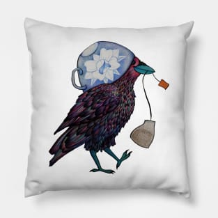 Happy little tea crow Pillow