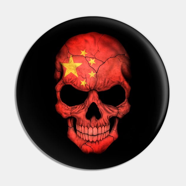 Chinese Flag Skull Pin by jeffbartels