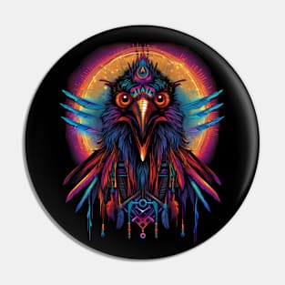 Psychedelic DMT Art Crow Portrait Pin