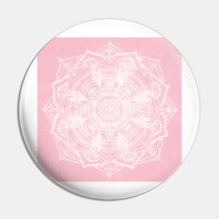 Elegant White Mandala Pink Nebula Design Pin