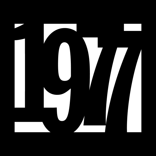 1977 Funky Overlapping Reverse Numbers for Dark Backgrounds by MotiviTees