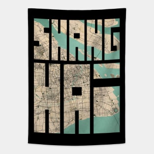 Shanghai, China City Map - Vintage Tapestry