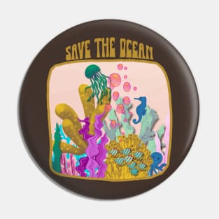 Save the ocean, under sea water Pin