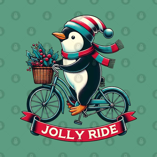 Jolly Ride - Cute penguin on a bicycle by PrintSoulDesigns