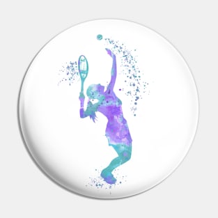 Tennis Girl Player Colorful Watercolor Tennis Serve Sports Gifts Pin