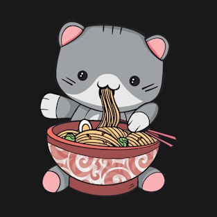 Cute cat with Ramen - Kawaii Designs T-Shirt