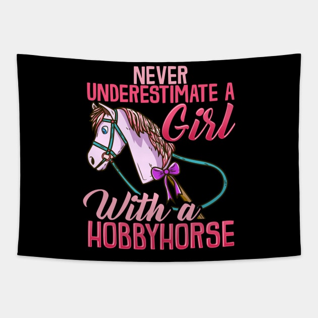 Never Underestimate A Girl With A Hobbyhorse product Tapestry by biNutz