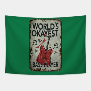 "Retro Groove: Okayest Bass Player" - Funny Musician Bass Music Tapestry